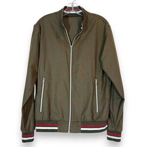 Diesel Olive Green Bomber Jacket Size S Striped Ribbed Trim, Streetwear Style